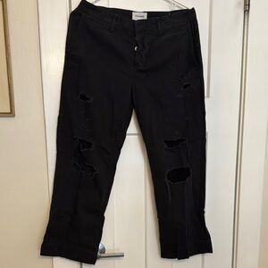 Frame Denim Black Boyfriend Distressed Jeans